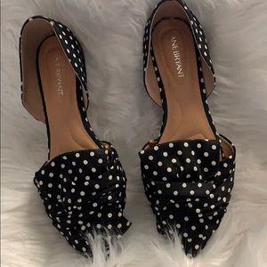 Black with white polka dot flats